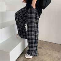 Letnie/zimowe spodnie w kratę męskie S-3XL proste spodnie na co dzień dla mężczyzn/kobiet spodnie hip-hopowe Harajuku 5